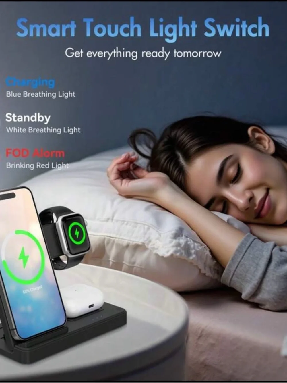 Wireless 3-in-1 Charging Stand - Black